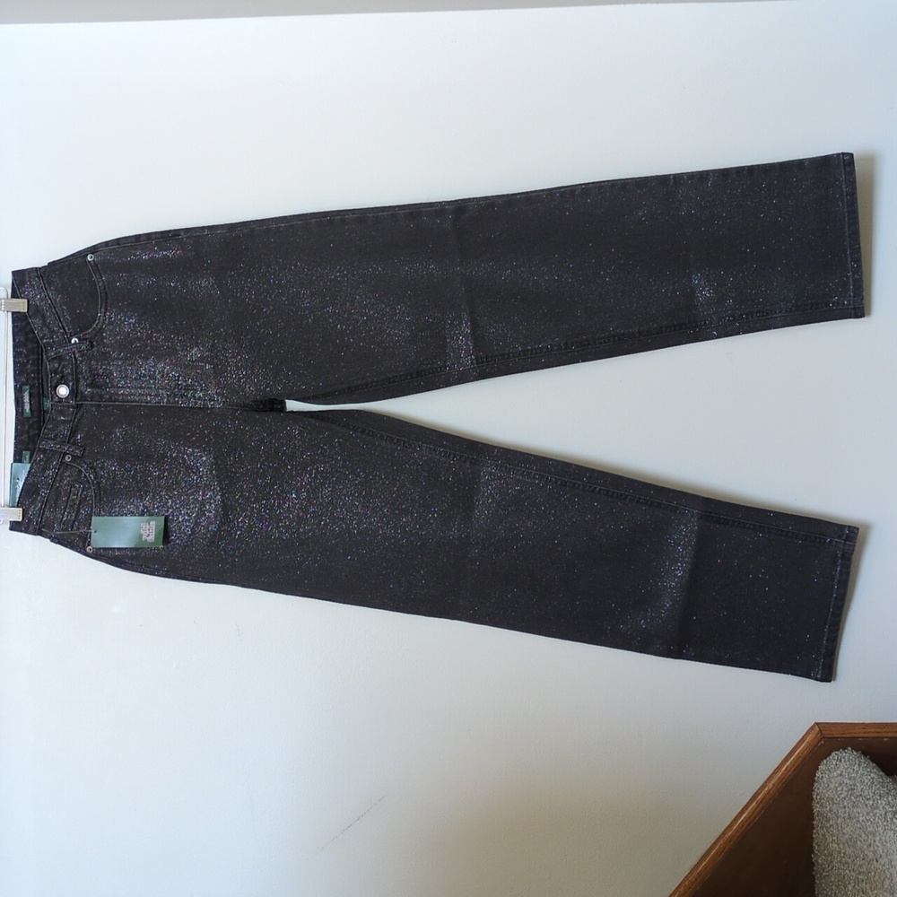 2 Wild Fable Glitter Jeans 🖤 Black Denim 90s Relaxed Straight Inseam 31 80s NEW